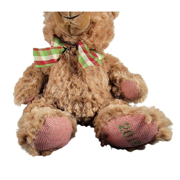 Pier 1 Imports Teddy Bear Plush 18" Beige 2018 Checkered Bow Stuffed Animal - Picture 8 of 16